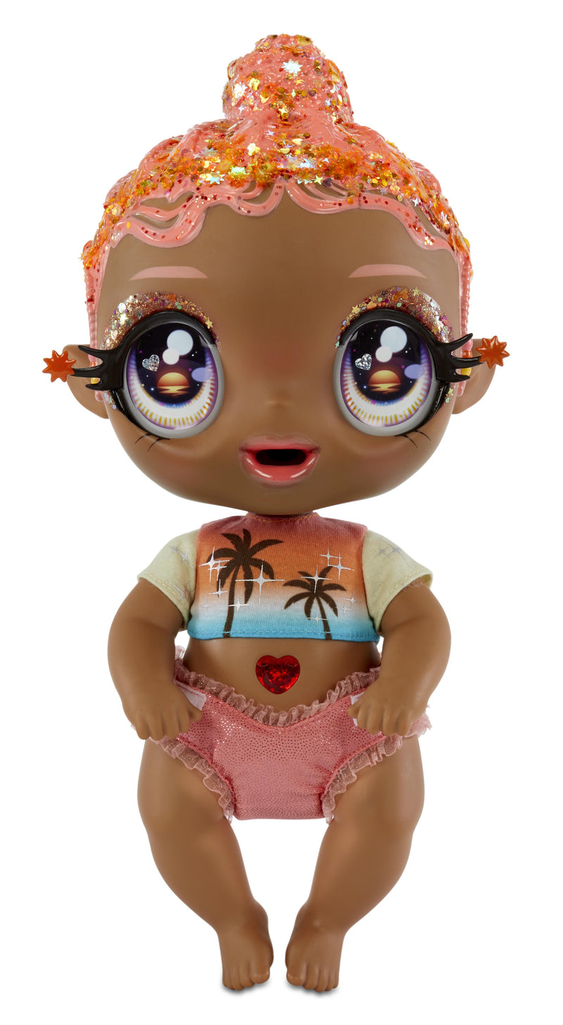 Glitter Babyz Doll- Coral Pink (Palm Trees)