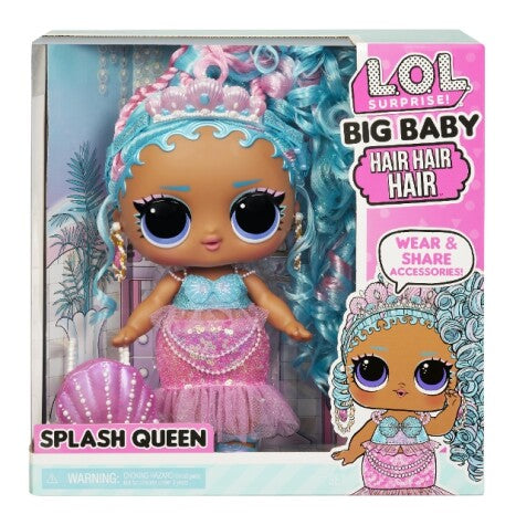 L.O.L. Surprise! Big Baby Hair Hair Hair Docka -Splash Queen