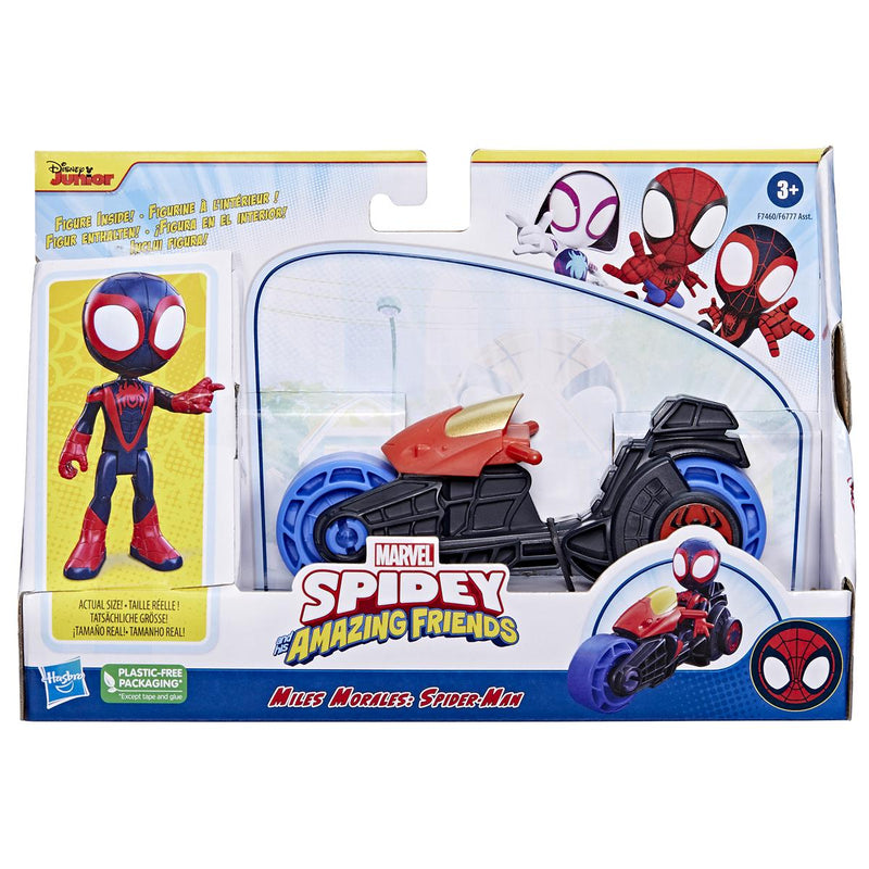 Spidey and his Amazing Friends 4 Inch Figure and Motorcycle, Miles Morales