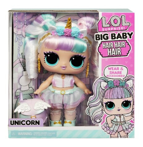 L.O.L. Surprise! Big Baby Hair Hair Hair Docka- Unicorn