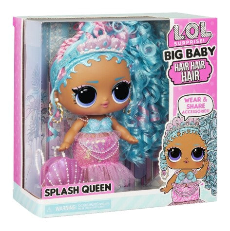 L.O.L. Surprise! Big Baby Hair Hair Hair Docka -Splash Queen